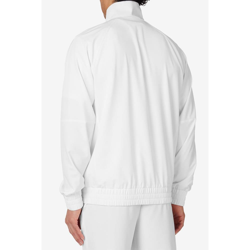 Fila Men's Essential Woven Court Track Jacket - Lightweight Athletic Zip-Up Hoodie for Running, Gym & Casual Wear - White