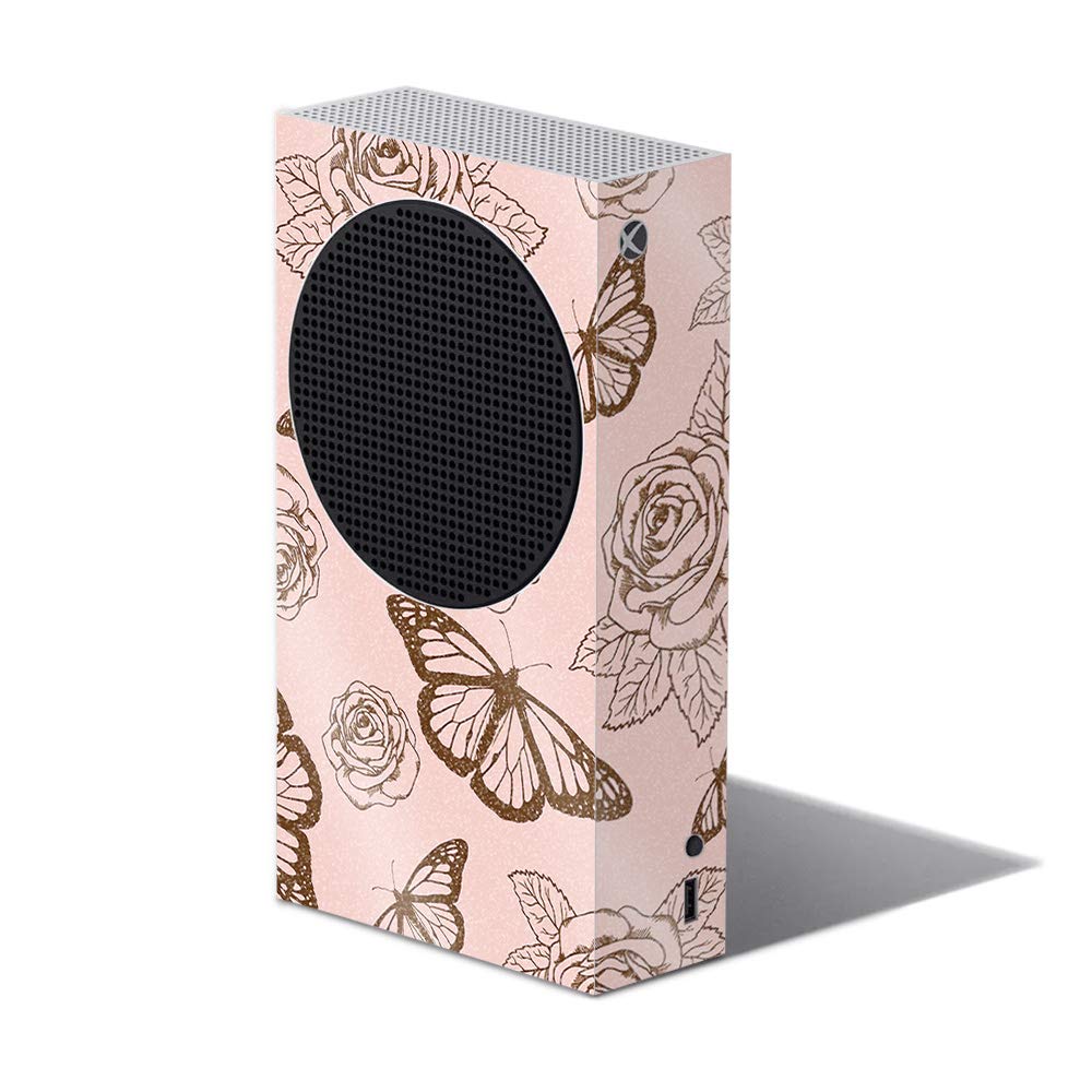 MightySkins Glossy Glitter Skin for Xbox Series S - Butterfly Garden Design | Durable High-Gloss Protective Cover | Easy to Apply & Remove | Made in USA | Perfect for Gaming Setups & Personalization
