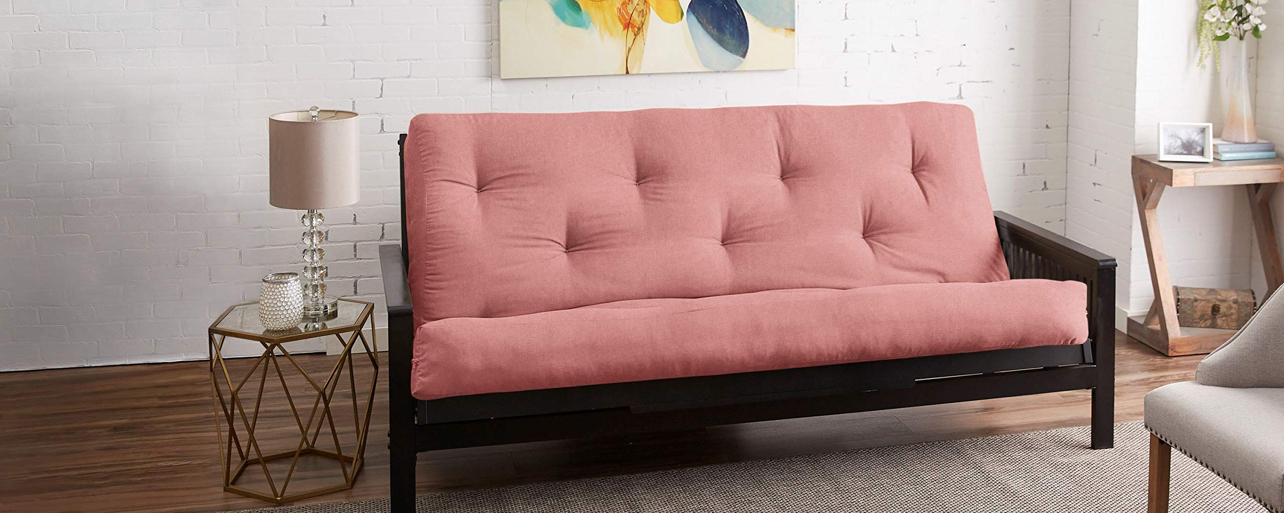Trupedic x Mozaic 12 Inch Full Size Standard Futon Mattress - Basic Coral (Frame Not Included) | Comfortable & Durable for Kids Bedroom, Guest Room, Dorm, Apartment | Multiple Color Options