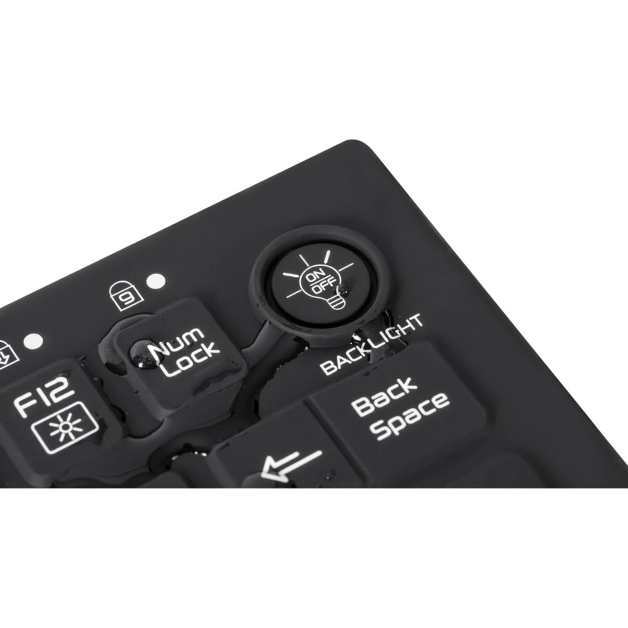 WetKeys Professional-Grade Waterproof Silicone Keyboard with Backlight & Touchpad | USB Wired Computer Keyboard for Office, Hospital, Industrial & Outdoor Use (Black, Mid-Size)