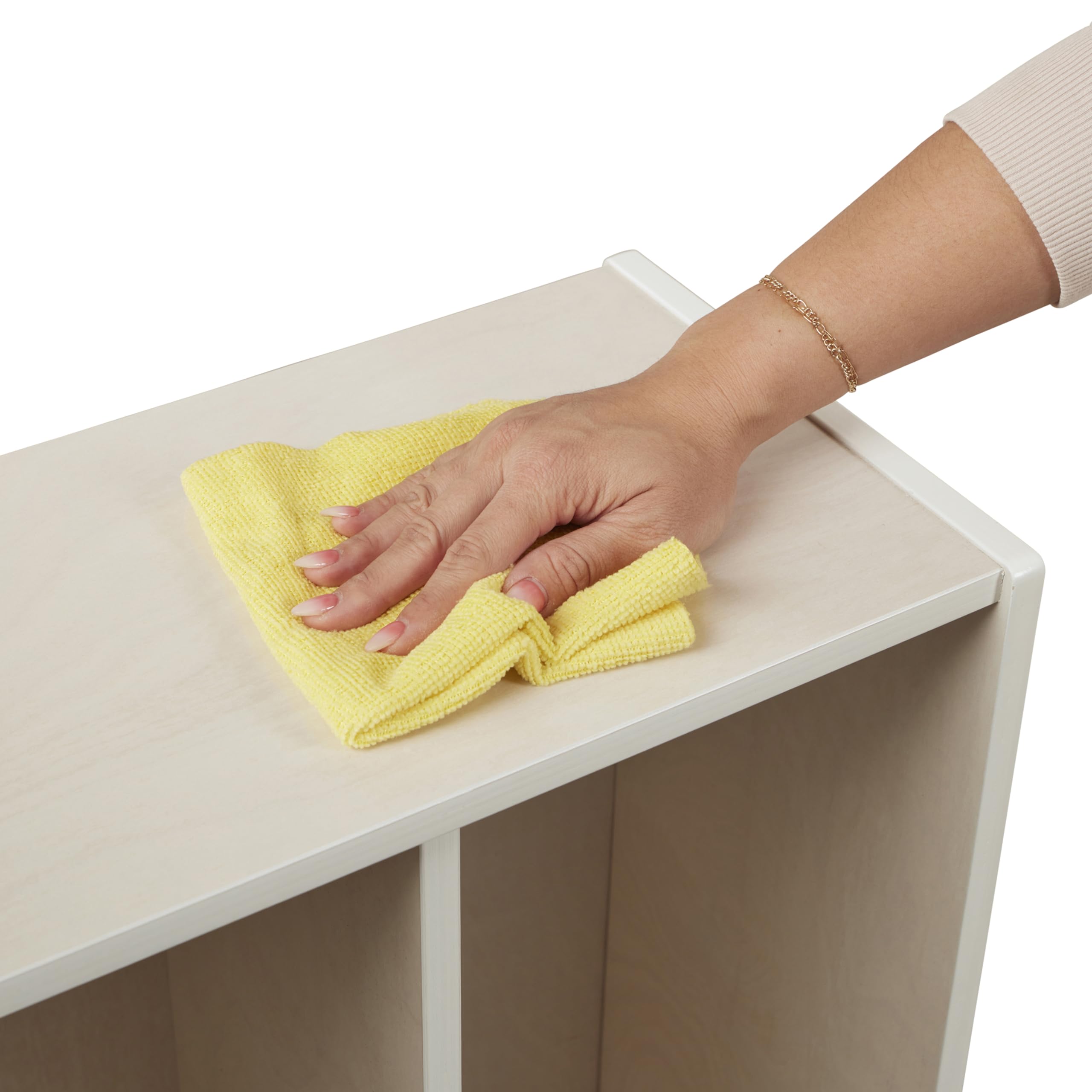 ECR4Kids White Wash 4-Section Toddler Coat Locker with Bench - Kids Furniture for Daycare, Preschool & Home Organization