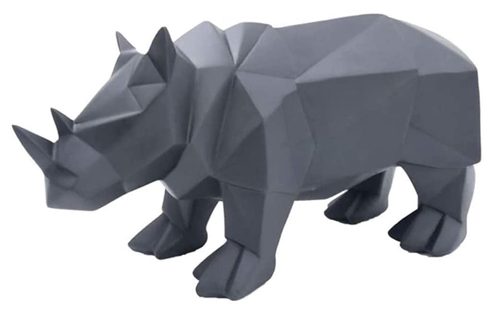 Abstract Geometric Rhino Statue - Handcrafted Resin Animal Sculpture for Home & Office Decor | Desktop Ornament, Art Figurine, Unique Gift Idea for Animal Lovers & Modern Interior Design