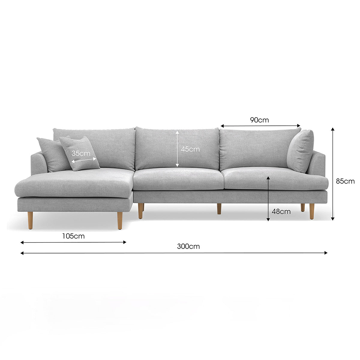 Byron Fabric Modular Sofa with Left Hand Chaise - Modern Sectional Couch for Living Room, Family Room & Home Theater Comfortable Seating