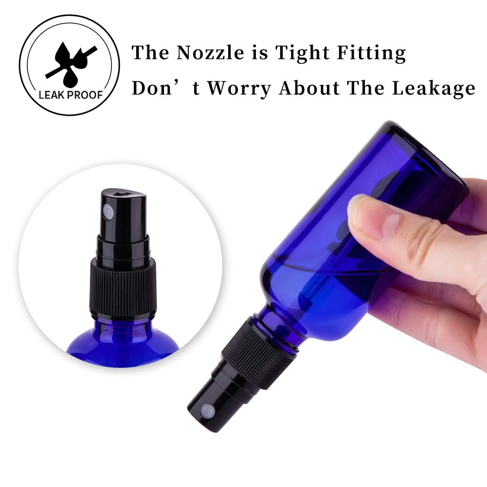 2oz Small Fine Mist Spray Bottles for Essential Oils - 3 Pack Blue Glass Bottles with Adjustable Nozzle | Perfect for Aromatherapy, Hair Care & DIY Beauty Products