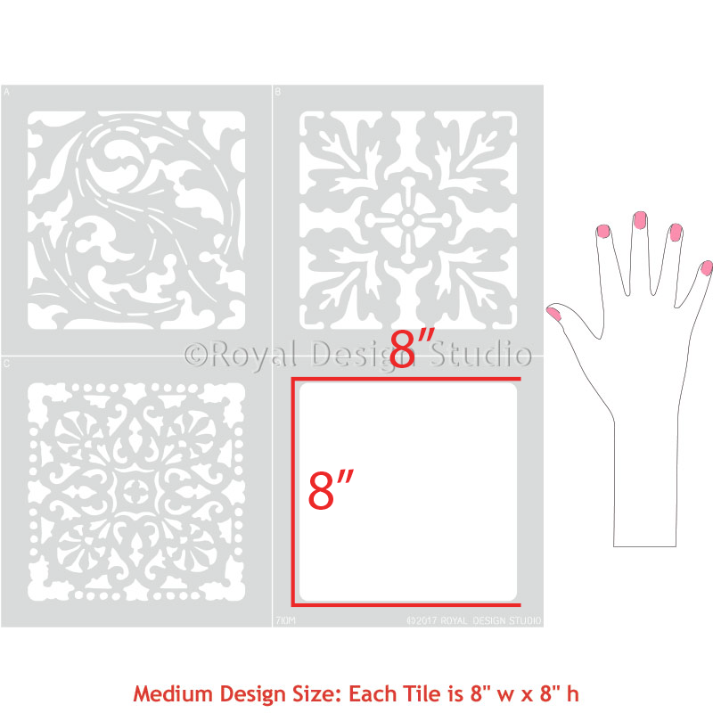 Renaissance Tile Stencils Set B - 12-Piece DIY Mosaic Painting Kit for Home Decor & Crafts | Perfect for Wall Art, Floor Designs, and Creative Projects