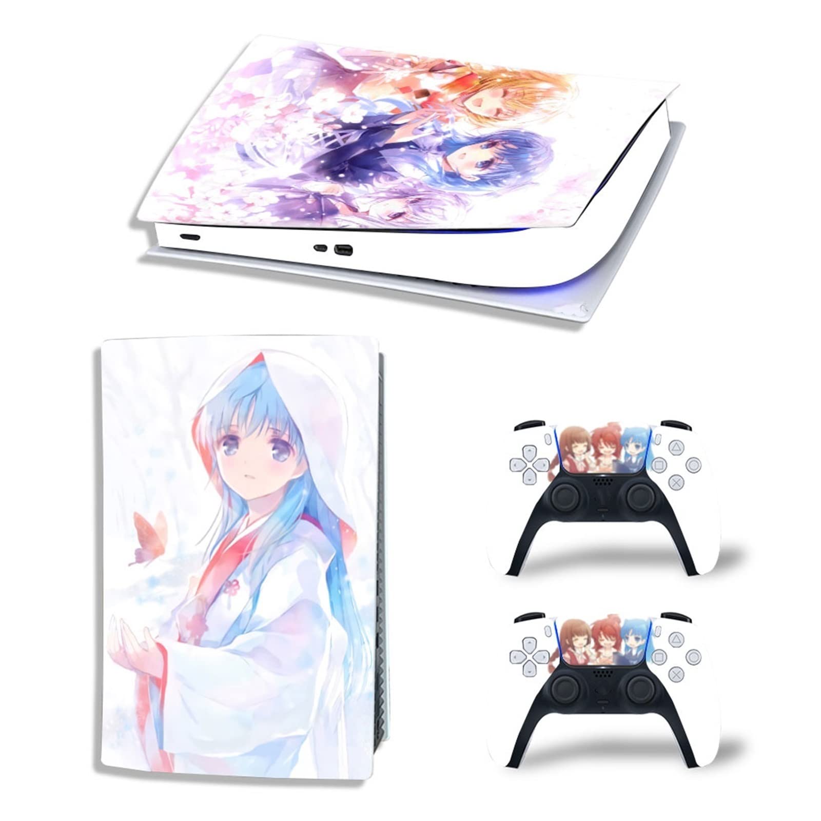 Anime Console Vinyl Skin Decal for PS5 Digital Edition - Scratch-Resistant, Bubble-Free Protection Cover for 2 Controllers - Perfect for Gaming Enthusiasts & Anime Fans