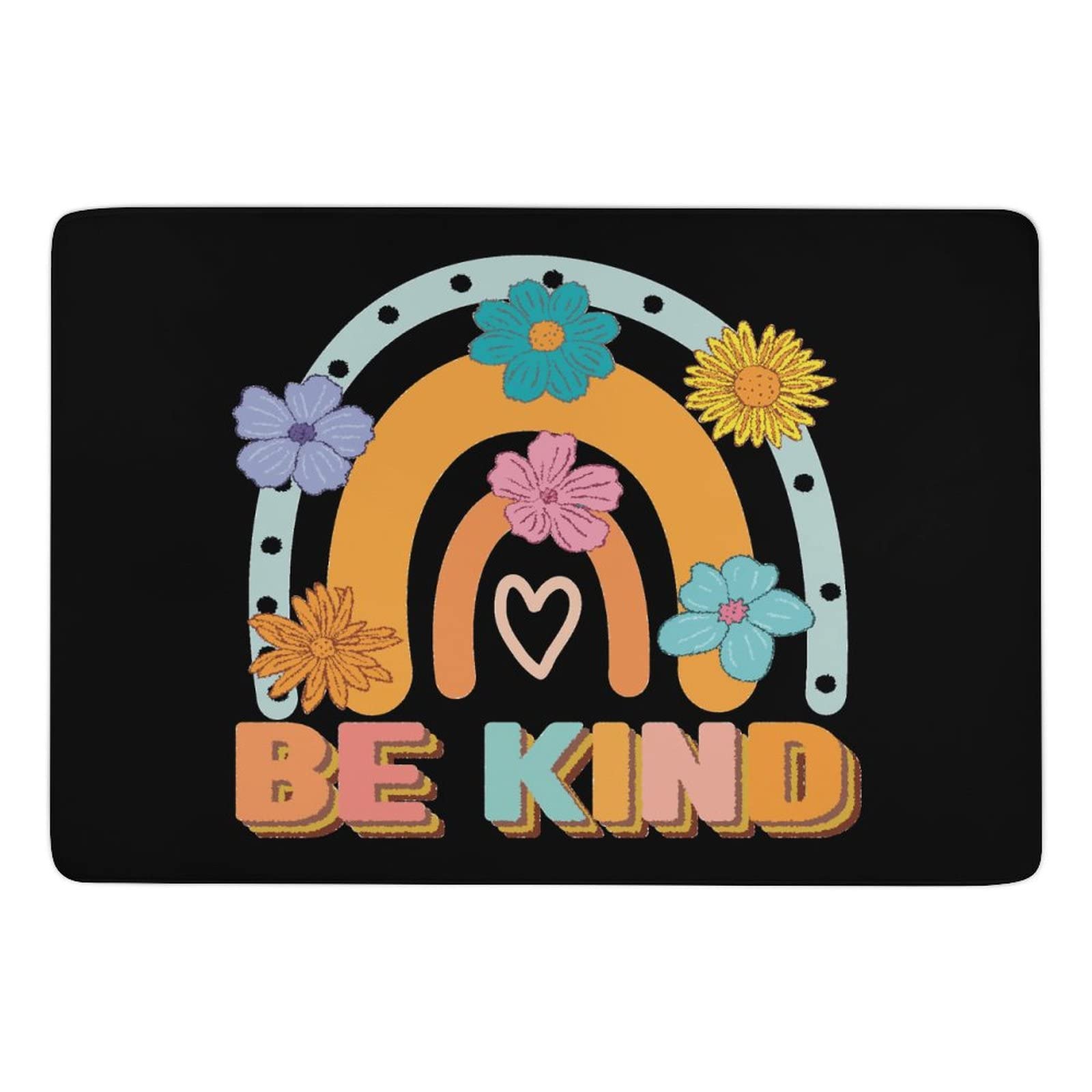 Be Kind Retro Rainbow Area Rug - 5x6.5ft Soft Floor Mat for Kids Room, Nursery, Playroom & Dorm Decor | Non-Slip Carpet for Bedroom, Living Room & Dining Area | Science & Feminism Themed Home Decor