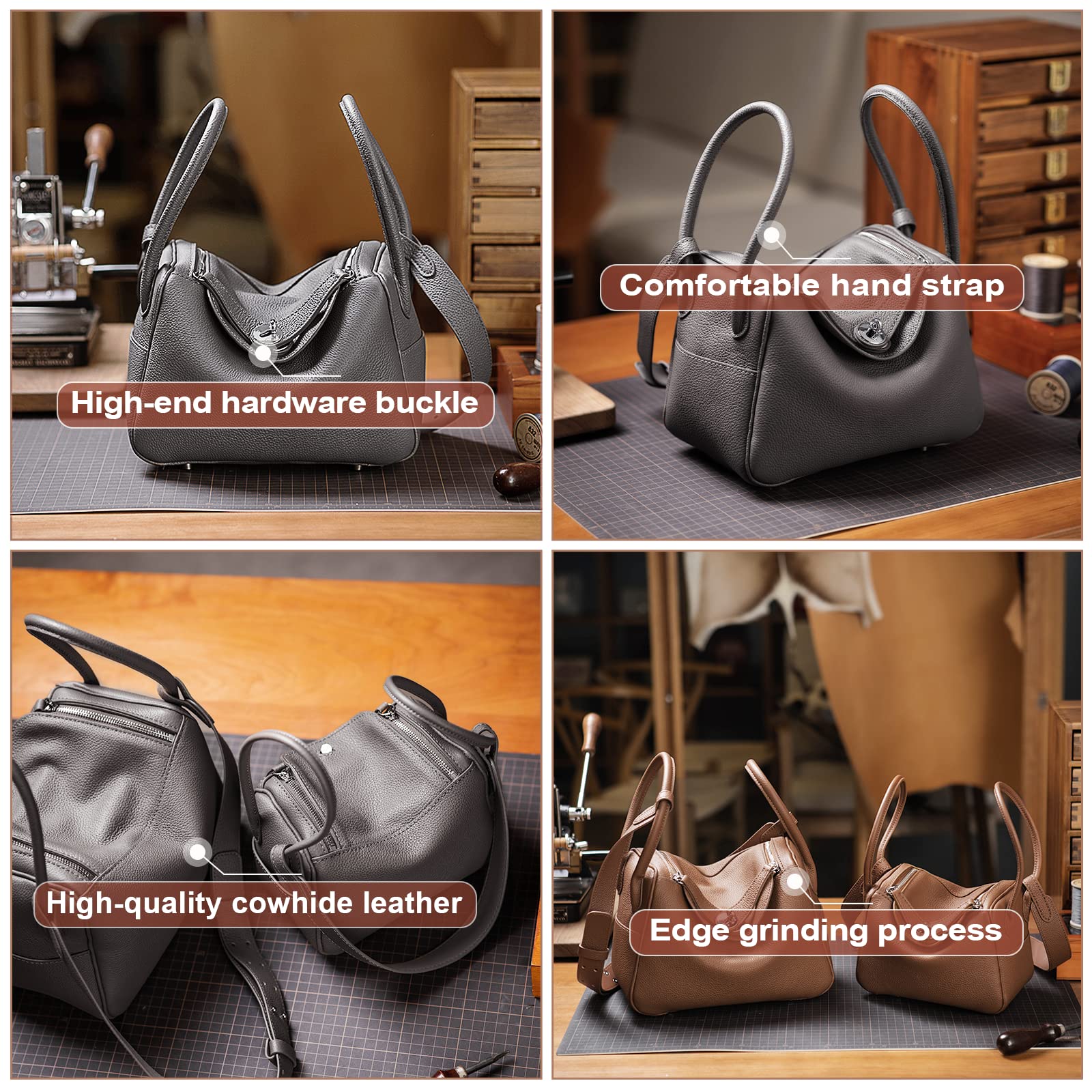 POPSEWING DIY Leather Tote Bag Kit for Women - Luxury Handmade Shoulder Bag, Customizable Crossbody Purse, Unique Gift for Girlfriend (Large, Navy Blue) - Perfect for Crafting, Personalized Presents & Everyday Use