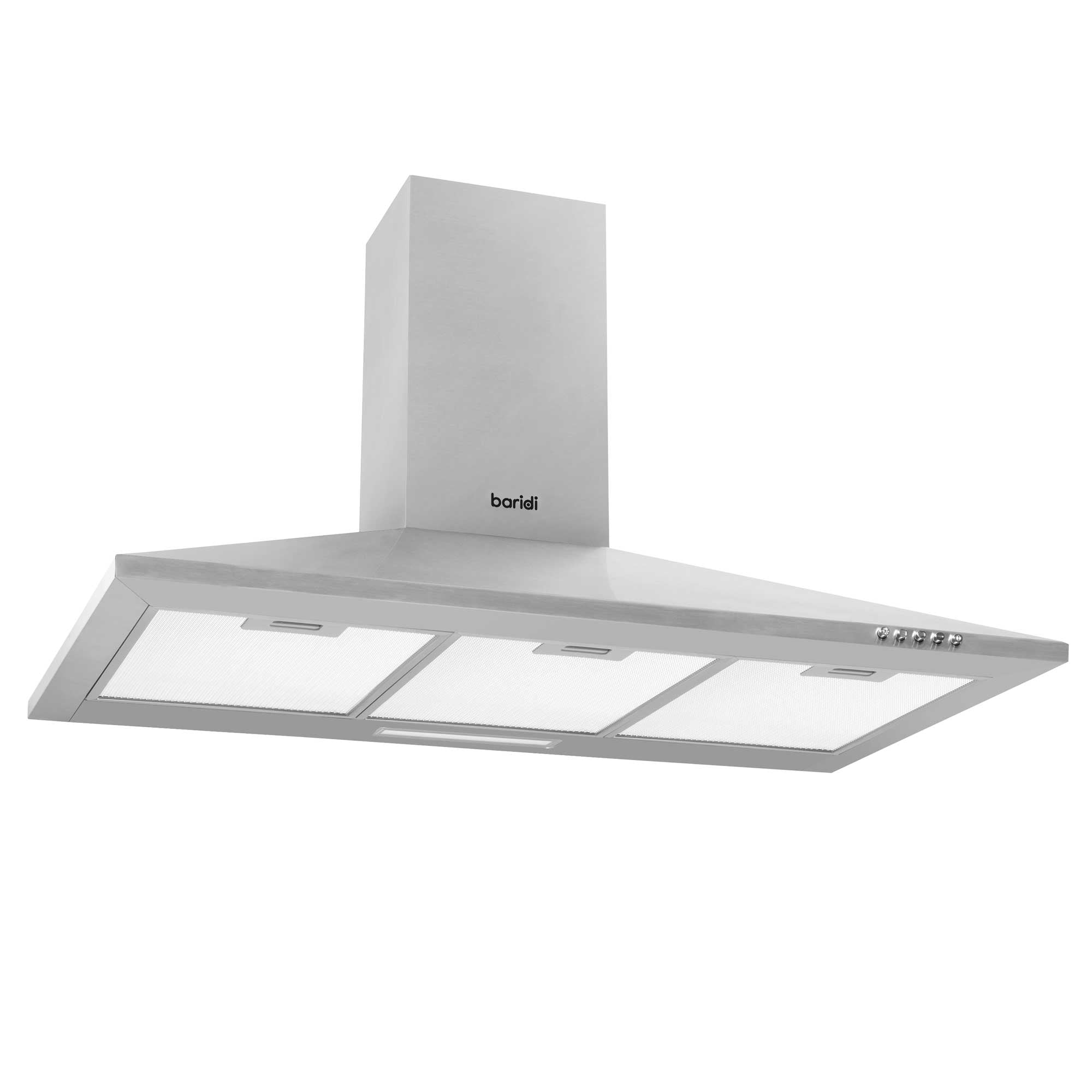 90cm Stainless Steel Chimney Style Cooker Hood with Carbon Filters & Matching Splashback | Powerful Kitchen Ventilation for Home Cooking | DH211