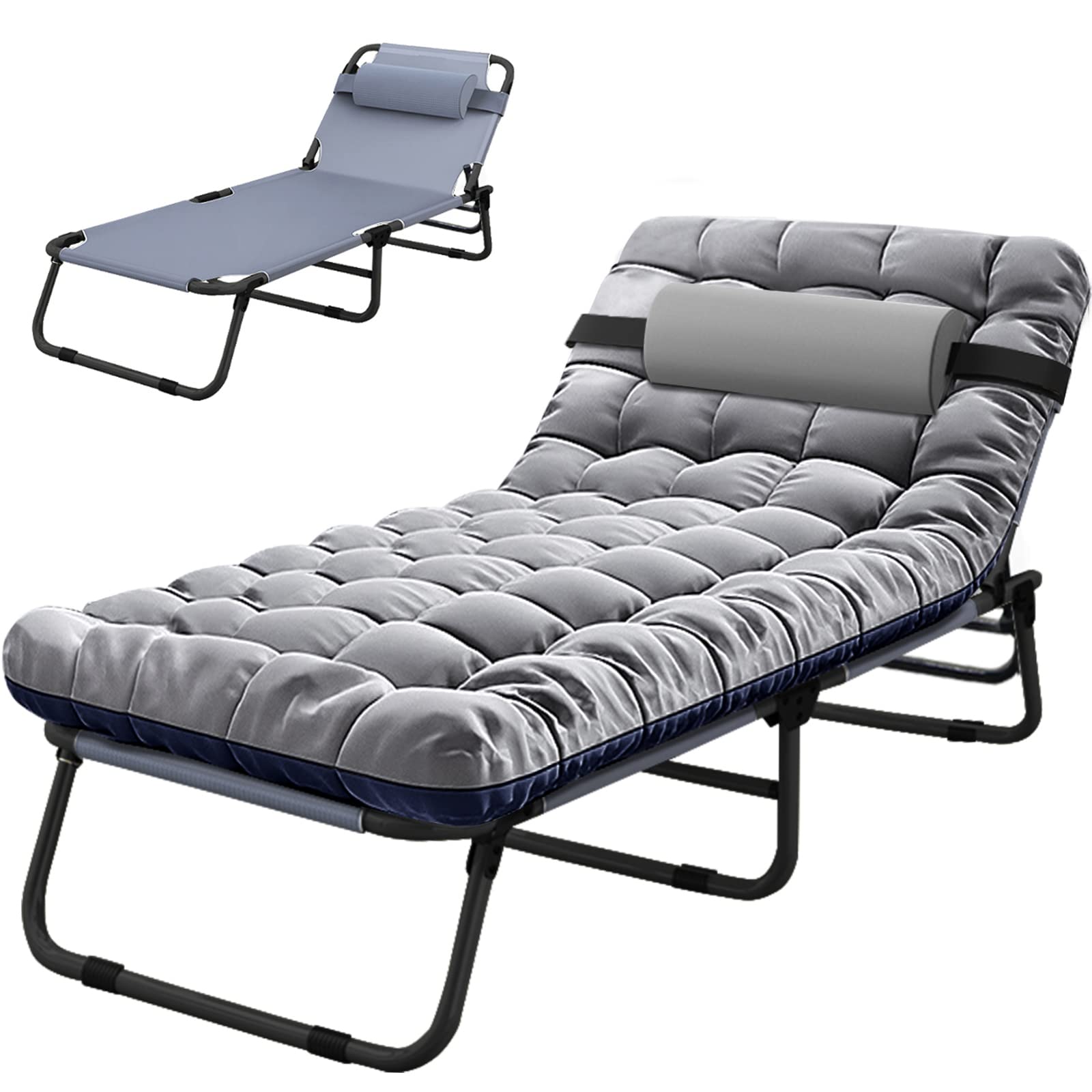 **Slsy Foldable Guest Bed with Comfortable Mattress - Portable Folding Bed for Adults, Indoor & Outdoor Use, Travel & Office Sleeper - Heavy Duty Frame Supports 400lbs (Medium Gray) - Perfect for Camping, Sleepovers & Small Spaces**