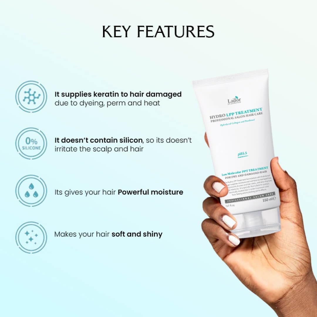 Lador Hydro LPP Treatment 150ml - Korean Hair Repair Serum for Damaged & Dry Hair - Deep Conditioning Treatment at Home for Shiny & Healthy Hair - Perfect for Salon-Quality Hair Care Routine