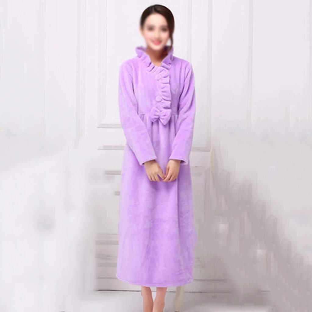 Women's Flannel Robe - Thick Warm Winter Robe with Coral Fleece, Printed Long Sleeve Nightgown for Plus Size Sleepwear (Medium) - Cozy Loungewear for Home, Spa Days & Winter Nights