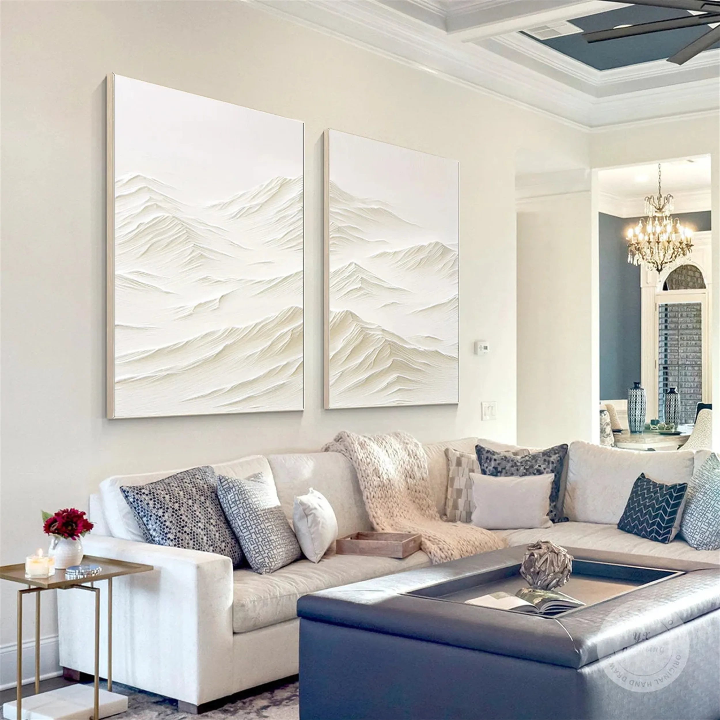 Minimalist Textured Plaster Art Paintings - Set of 2 Modern Wall Decor (#MM187) | Perfect for Living Room, Bedroom & Office Decor