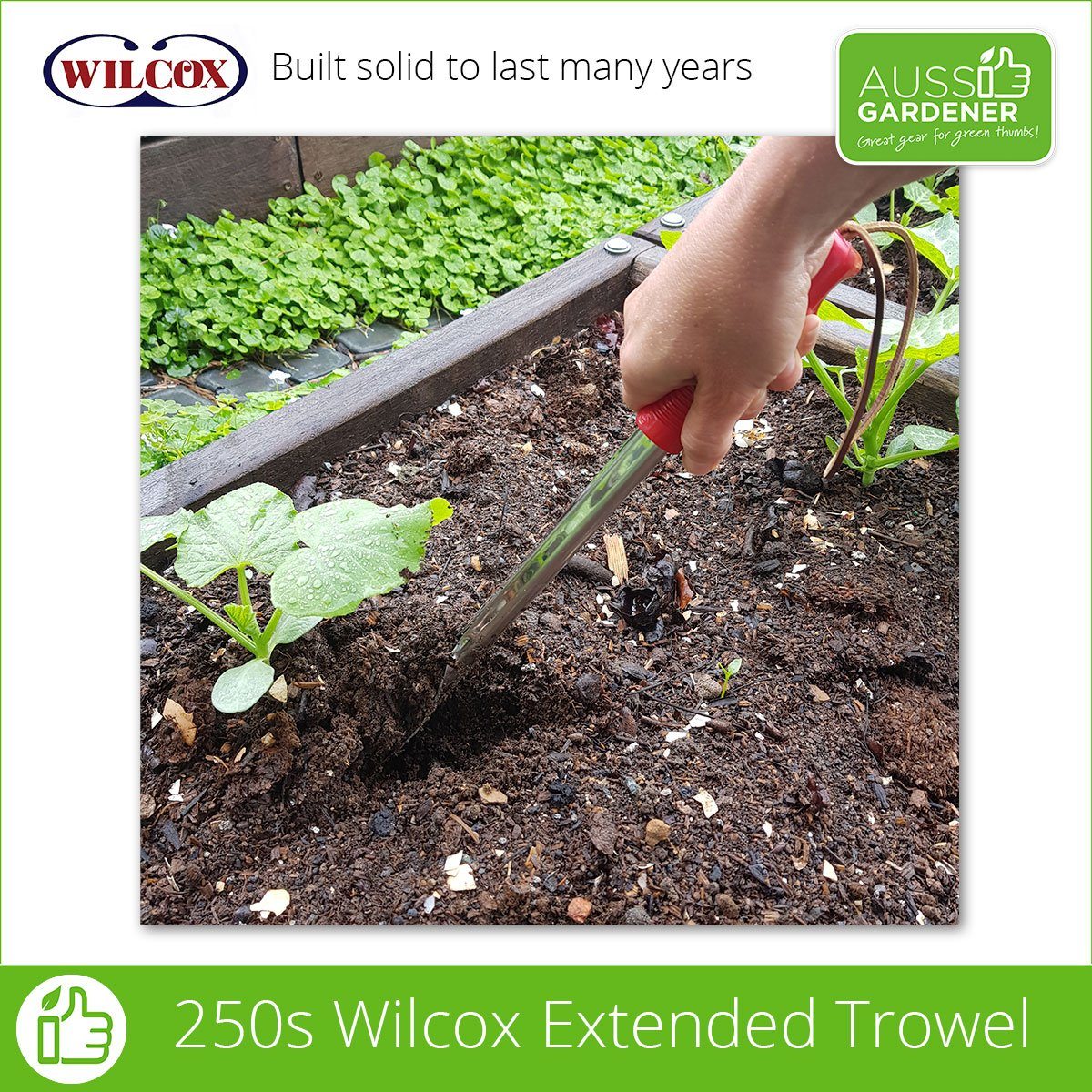 Wilcox Long Reach Garden Trowel - Stainless Steel Weeding Tool with Ergonomic Handle for Planting, Digging & Soil Cultivation - Perfect for Gardening, Landscaping & Outdoor Planting Projects