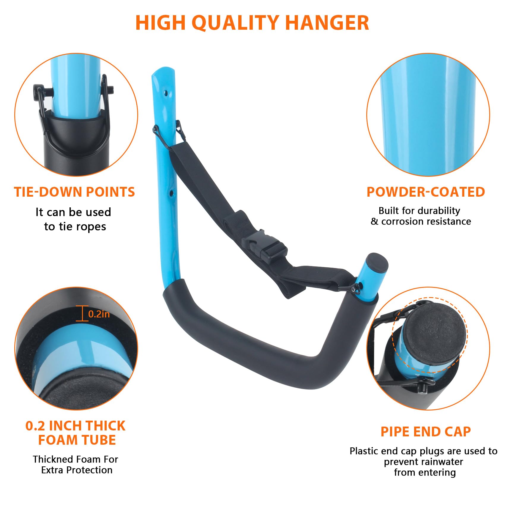 Heavy Duty Kayak Wall Mount Storage Rack - 4 Pack Kayak Hooks with Straps for Garage, 100 LB Capacity - Perfect for Paddle Boards, Surfboards, Bikes, Ladders, SUP & Snowboards - Ideal for Garage, Basement, or Outdoor Storage Organization