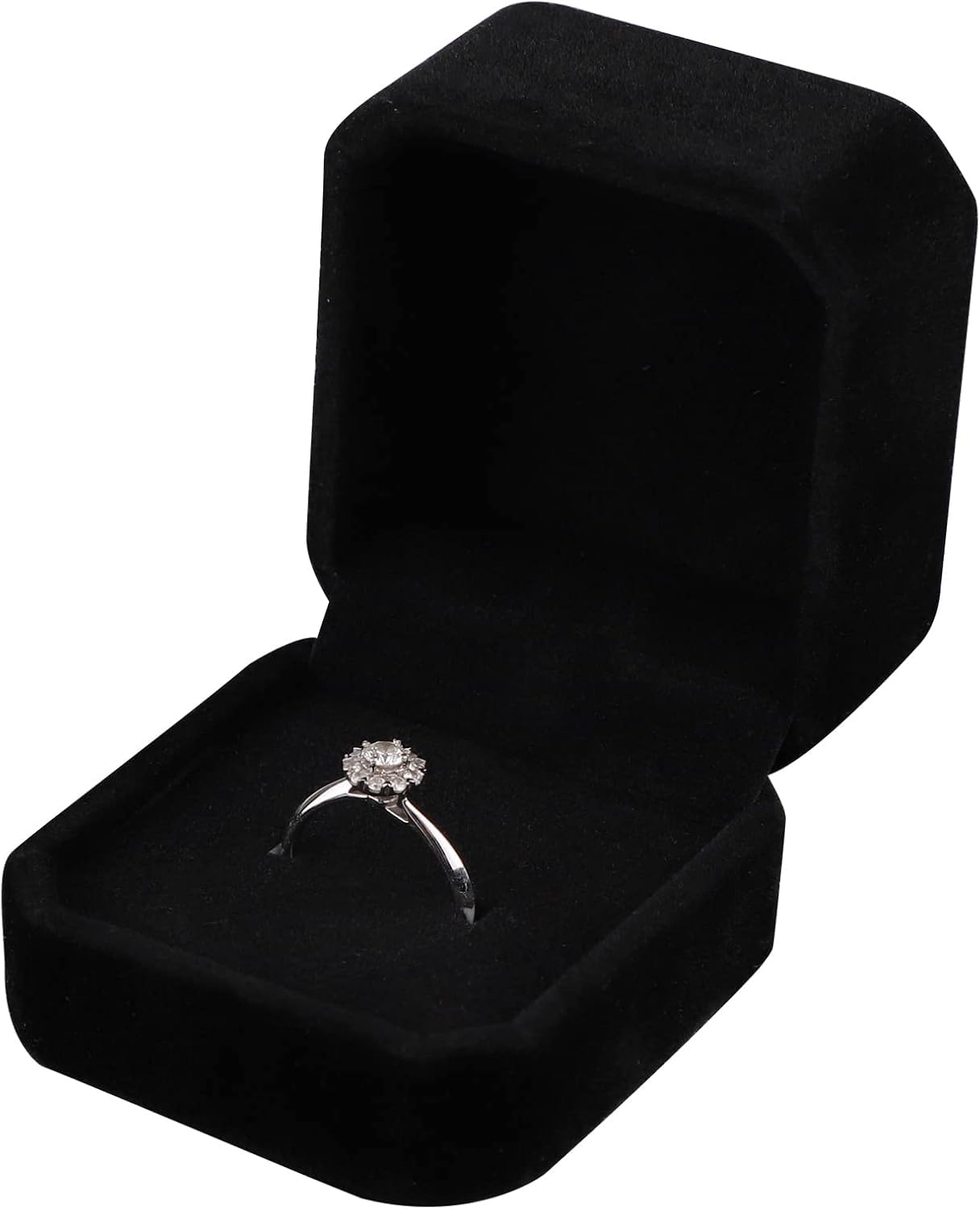 1pc Velvet Jewelry Gift Box - Elegant Ring Box for Engagement, Wedding, Proposal - Perfect for Men & Women - Black Velvet Ring Holder for Ceremonies & Special Occasions