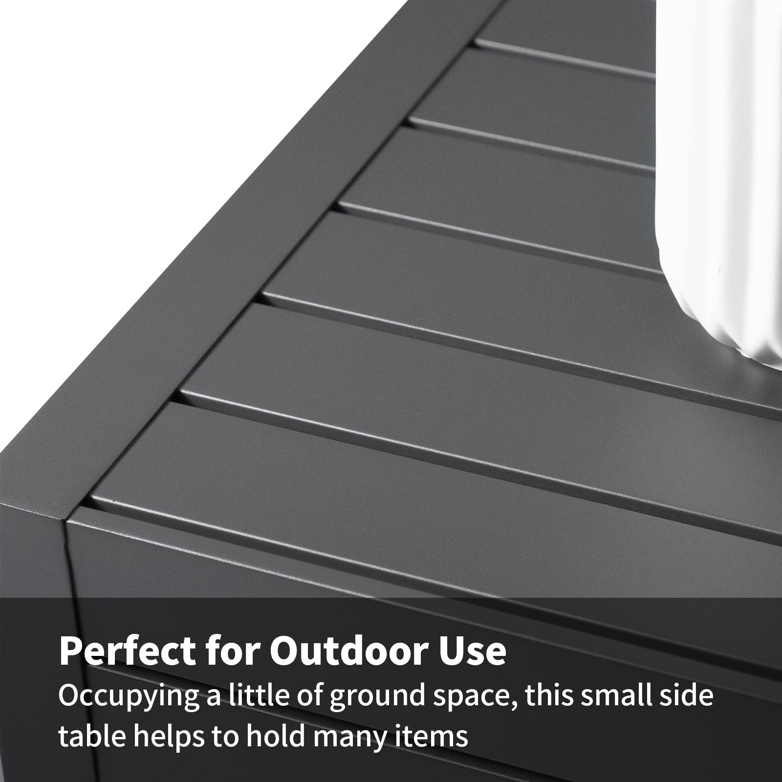**Outdoor Aluminum C-Shaped End Table - Weather-Resistant Patio Side Table for Sofa Set, Grey Frame - Perfect for Garden, Balcony & Poolside Relaxation**