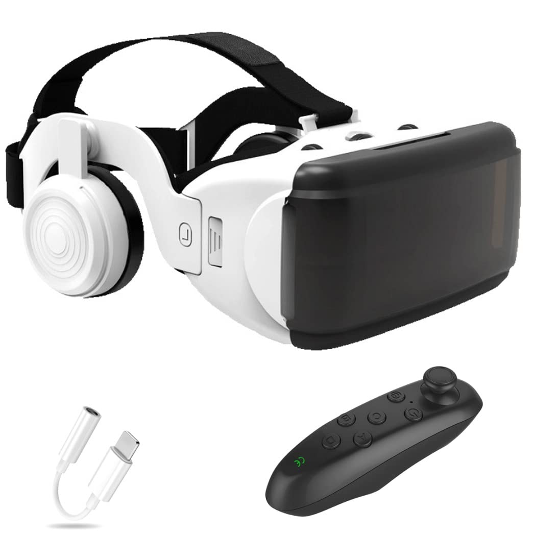 3D VR Headset with Bluetooth Controller - Compatible with iPhone 13 Pro Max/13 Pro/13/12/11, Samsung Galaxy S21, Huawei & Xiaomi Series - Immersive Virtual Reality Experience for Gaming, Movies & Entertainment