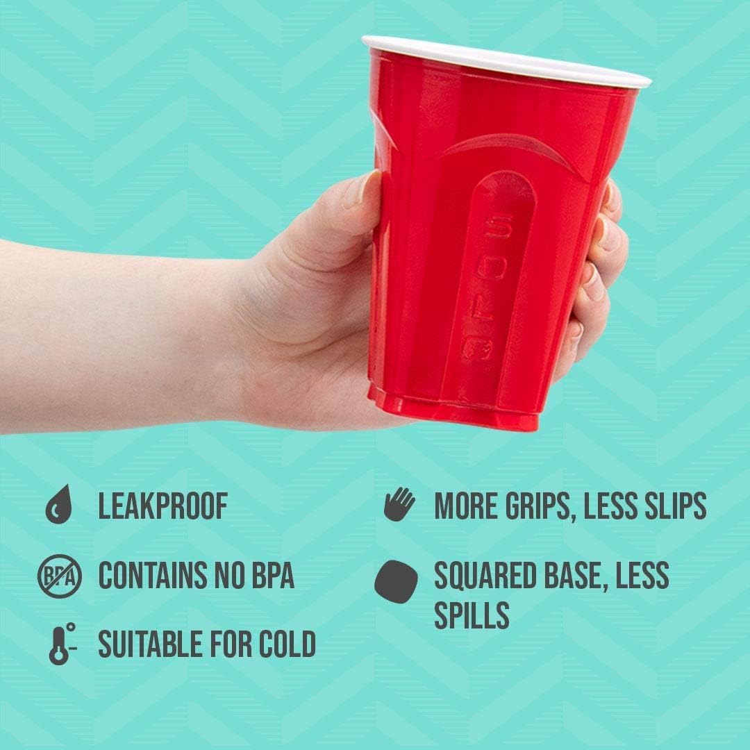 SOLO Original Red 18oz Plastic Party Cups - Pack of 100 Disposable Cups for Parties, Events & BBQs | Durable & BPA-Free Drinking Cups for Beer, Soda & Cocktails | Perfect for Birthday Parties, Tailgating & Outdoor Gatherings