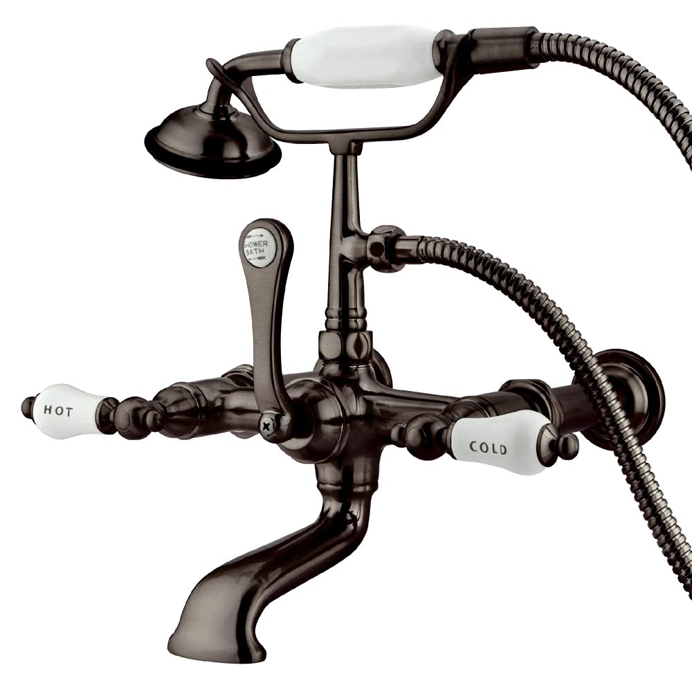 Kingston Brass CC545T5 Vintage 7-Inch Wall Mount Tub Filler with Hand Shower in Oil Rubbed Bronze - Perfect for Bathroom Renovation & Spa-Like Experience