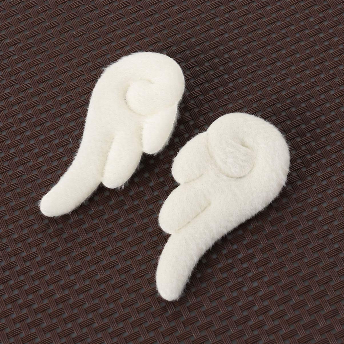 Uonlytech 2Pcs Cute Angel Wing Hair Clips for Girls - Soft Plush Hair Barrettes, Hair Clamps for Kids - Perfect for Halloween, Cosplay, Birthday Parties & Daily Wear (White)