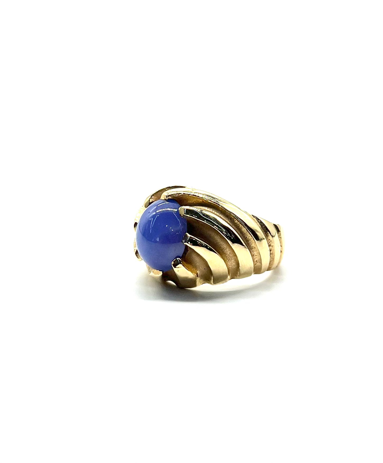 14K Yellow Gold Blue Star Sapphire Swirl Ring for Women - Elegant Birthstone Jewelry Gift for Her, Perfect for Anniversaries, Engagements & Special Occasions