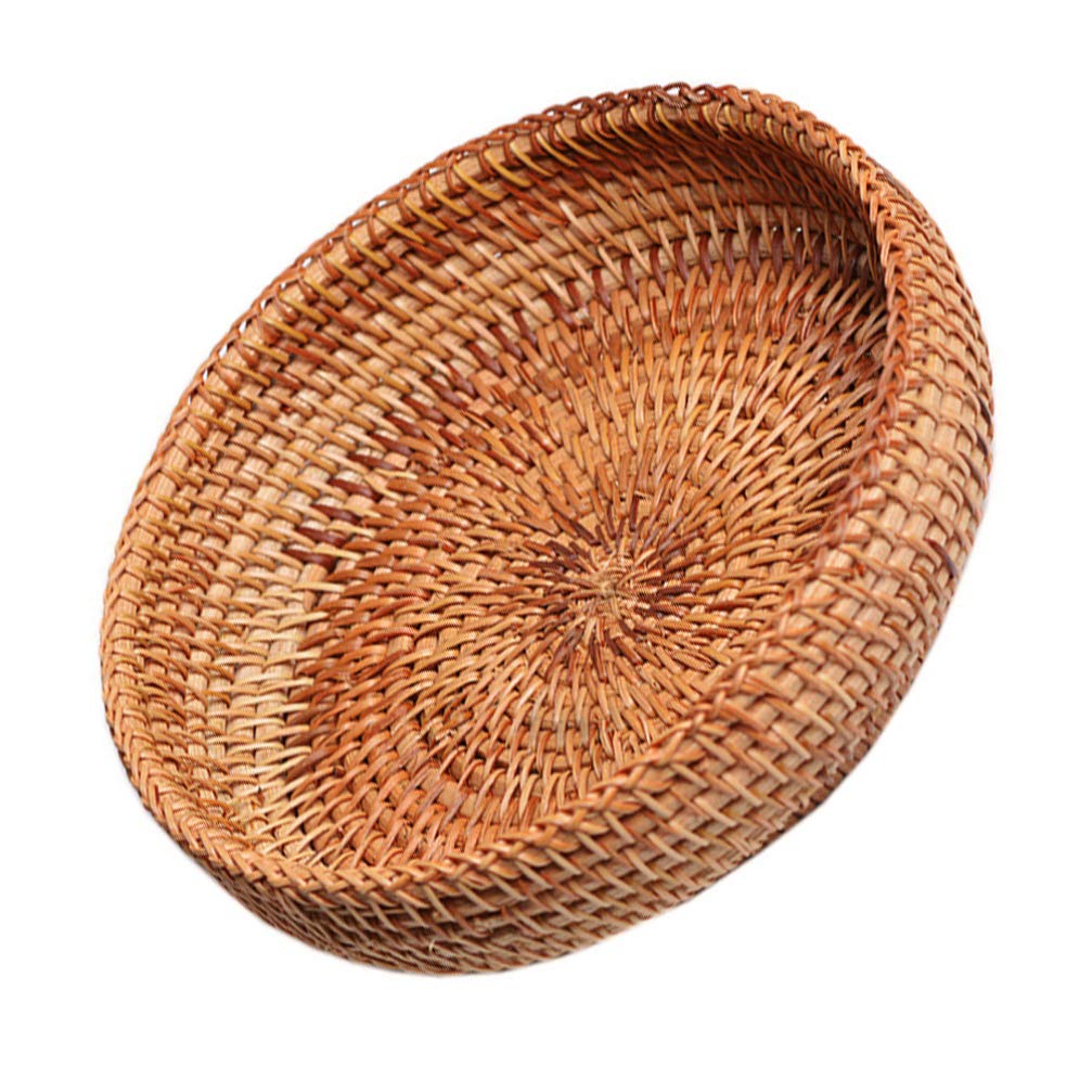 HEMOTON Wicker Basket - Natural Willow Woven Bread Basket for Kitchen Storage | Multipurpose Rattan Basket for Food, Candy & Sundries | Perfect for Picnics, Home Decor & Gift Packaging