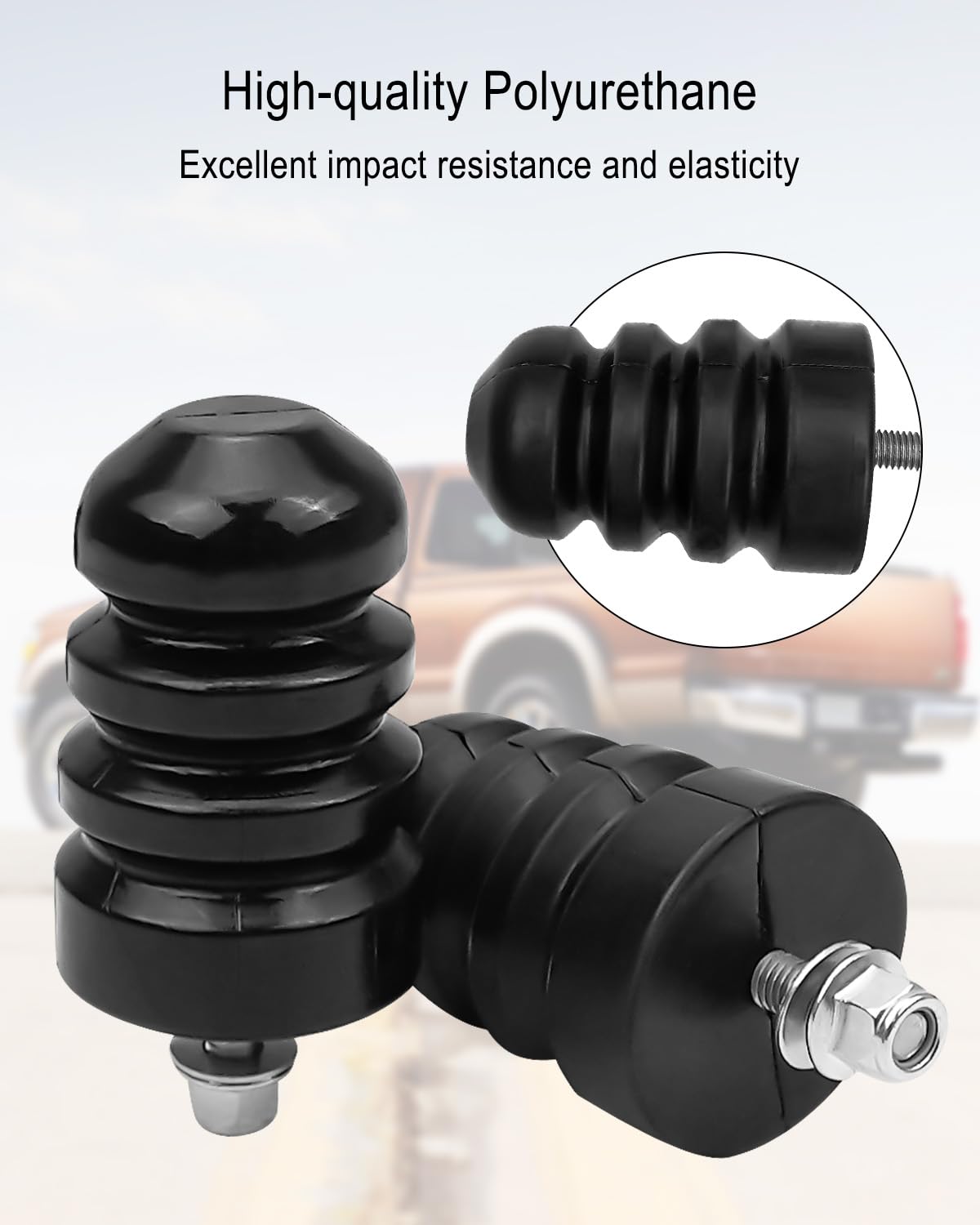 Rear Bump Stop Suspension Bumper Kit - Compatible with Ford Excursion F250 F350 Super Duty 2000-2019 Models - Heavy Duty Rear Leaf Spring Bumper (2-Piece Set) - Perfect for Off-Roading, Towing & Truck Suspension Protection