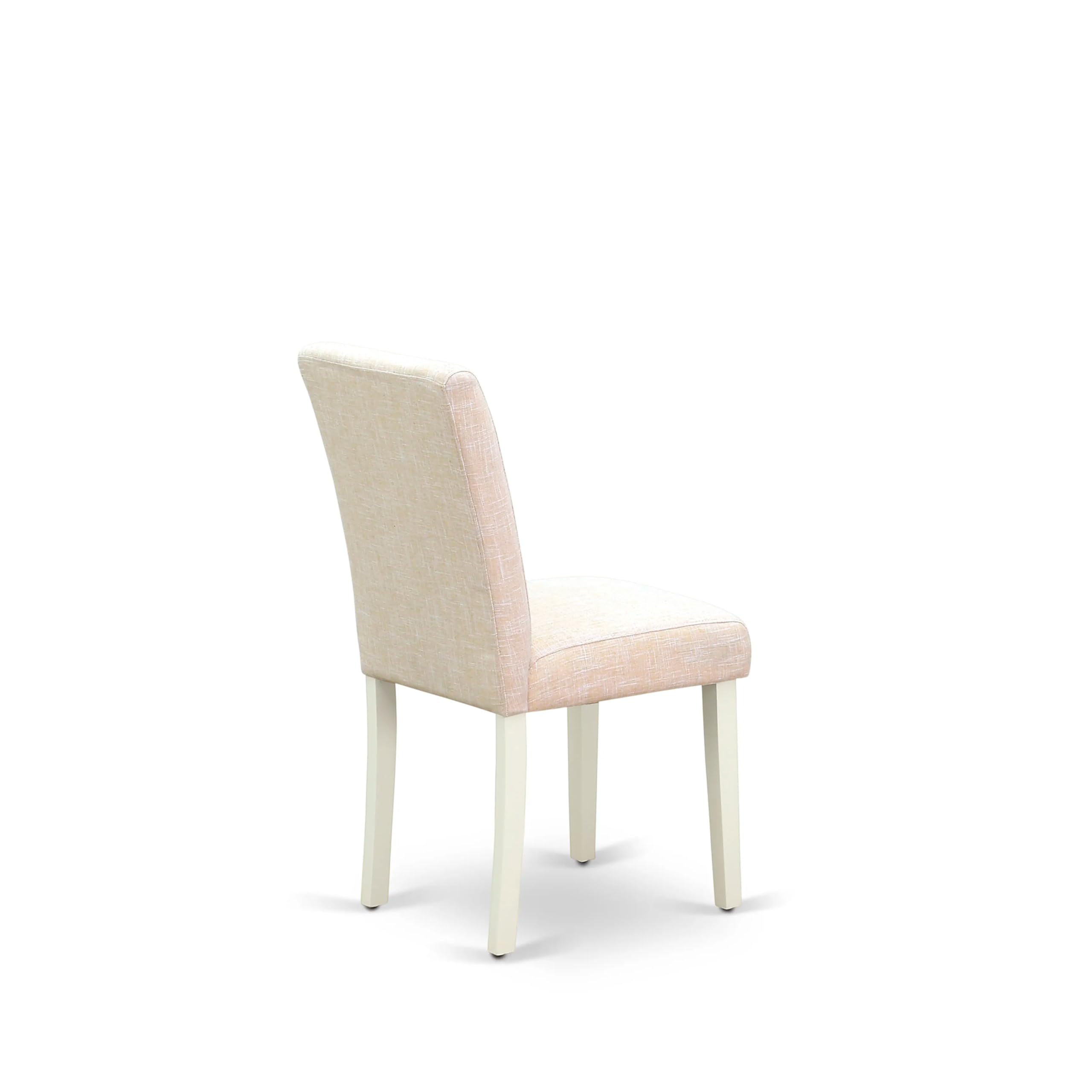 East West Furniture VAAB5-LWH-02 5-Piece White Linen Dining Set - 40x76 Inch Oval Table with Butterfly Leaf & 4 Light Beige Fabric Parsons Chairs - Perfect for Kitchen, Breakfast Nook & Small Space Dining Rooms