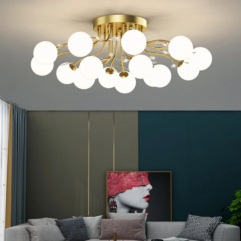 Modern Bubble Glass Flush Mount Ceiling Light - Anya Elegant LED Fixture for Bedroom, Living Room, Kitchen & Hallway Lighting