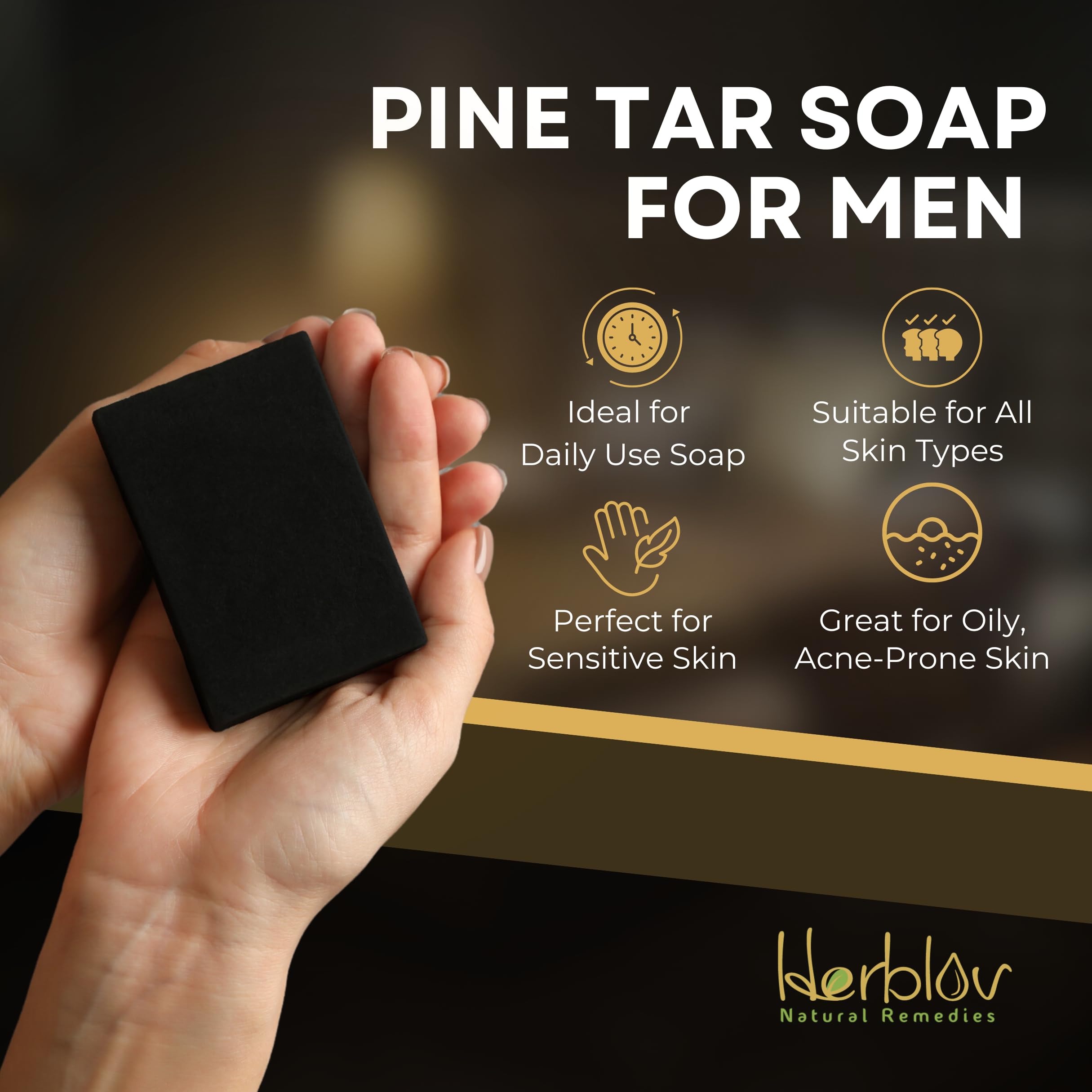All Natural Pine Tar Soap Bar 4oz – Anti Acne, Eczema & Psoriasis Relief – Goat’s Milk Soap with Oatmeal & Charcoal – Face & Body Cleanser for Itchy Skin – Made in USA – Perfect for Sensitive Skin & Daily Skincare Routine