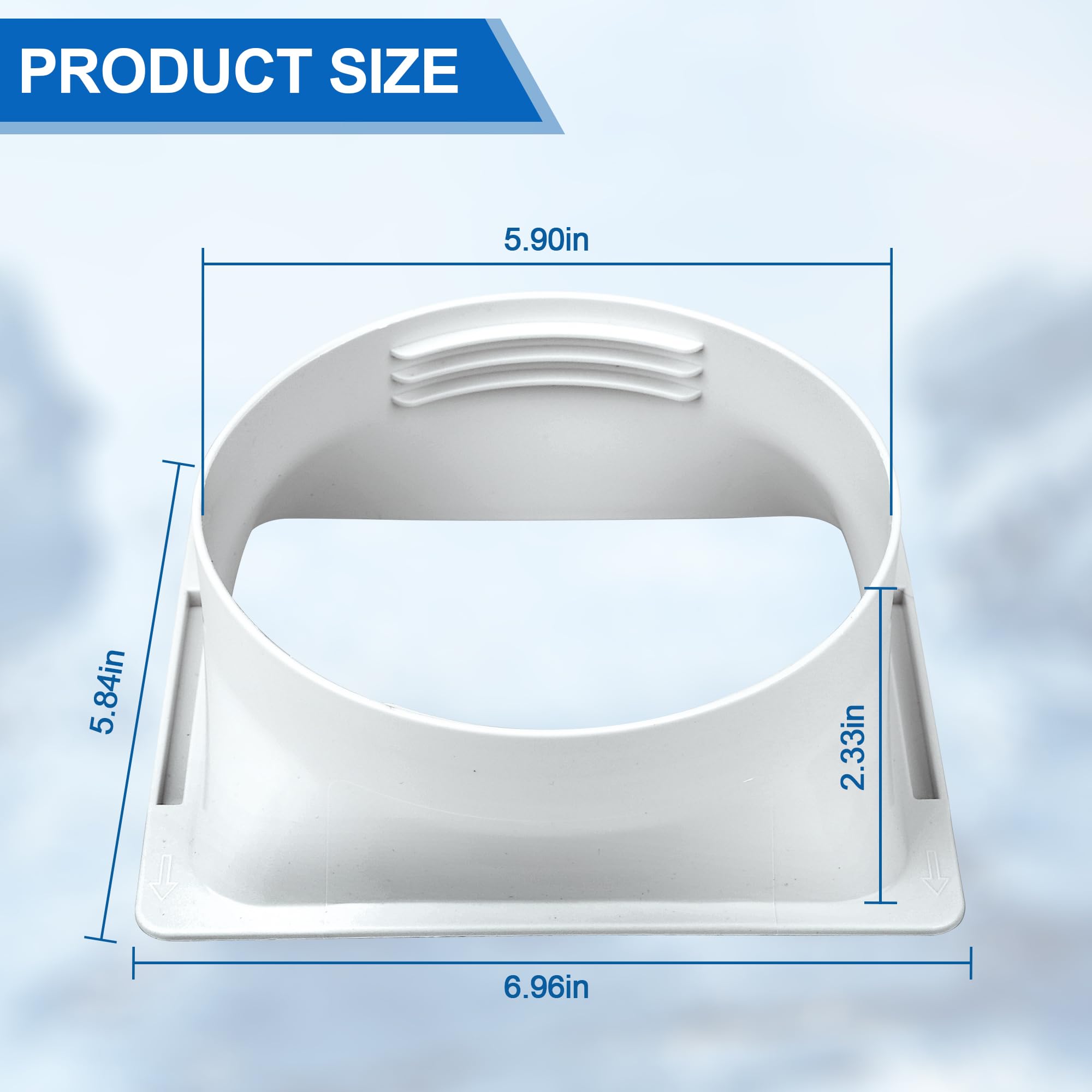 Square to Round Coupler for Portable AC - 5.9 Inch Exhaust Hose Adapter | AC Window Vent Kit Accessories | Perfect for Cooling Rooms, Garages & RVs