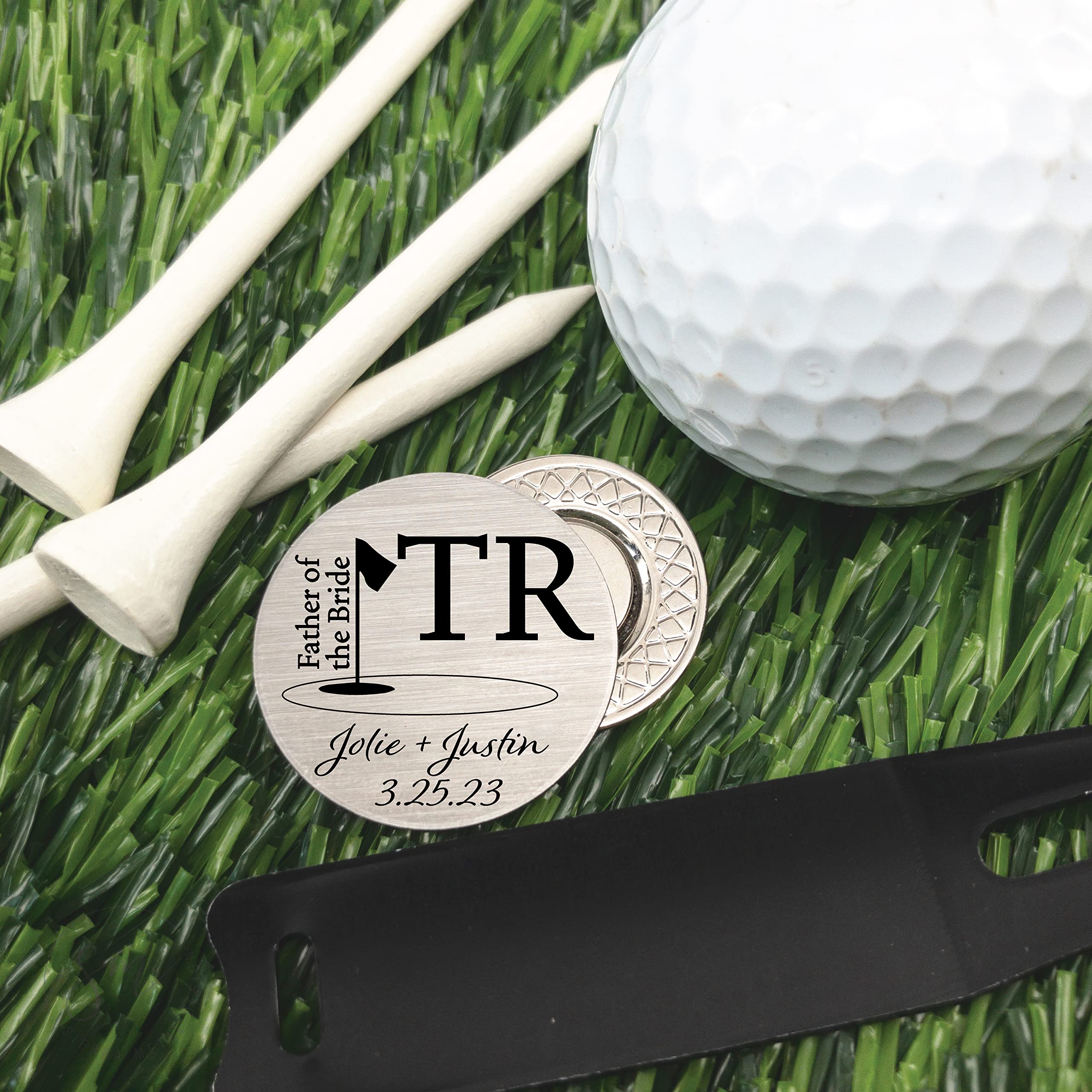 Personalized Father of the Bride Golf Ball Marker - Engraved Dad Gift for Wedding Day - Unique Golf Accessory for Bride's Father - Perfect for Wedding Ceremony, Reception & Golf Outings