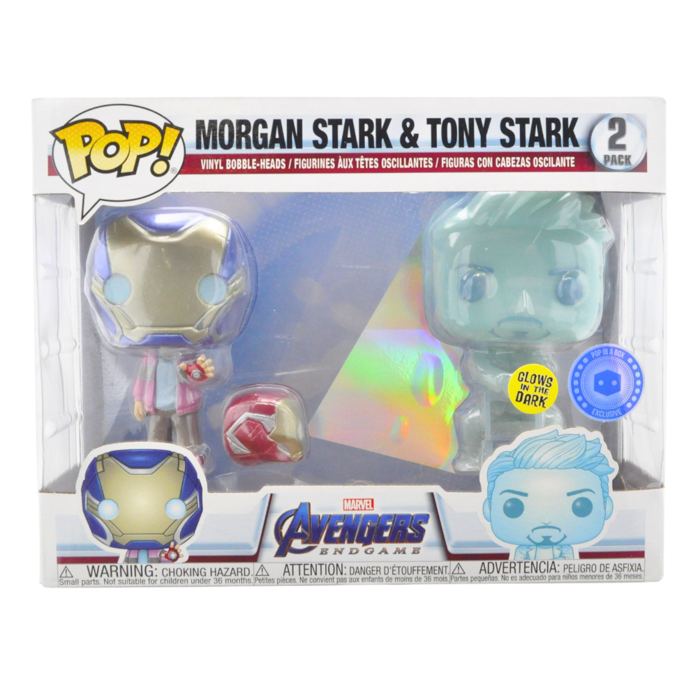 Funko Pop! Marvel Avengers Endgame Morgan Stark & Tony Stark Glow in The Dark 2-Pack - Exclusive Collectible for Marvel Fans & Movie Lovers - Perfect for Display, Gifts, and Comic Conventions