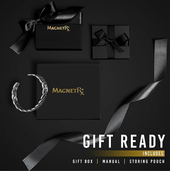 MagnetRX® Copper Magnetic Bracelets for Men & Women - Adjustable Pure Copper Cuff Bangle with Healing Properties - Twisted Brushed Silver Design for Arthritis Pain Relief & Improved Circulation - Perfect for Daily Wear, Sports & Wellness Lifestyle