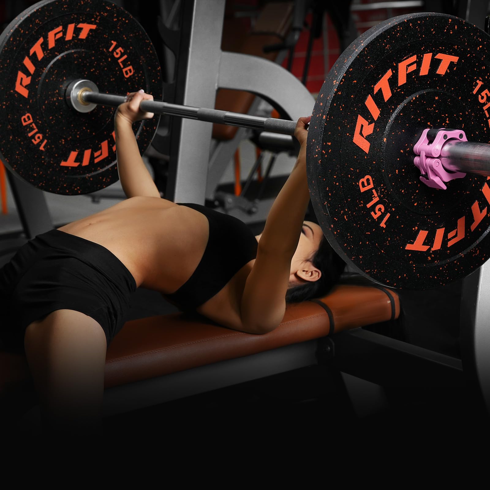RitFit Bumper Plates - Colored Fleck-Rubber Olympic Weight Plates with Steel Insert (2-inch) for Weight Lifting, CrossFit & Strength Training - Single, Pair & Set Options - Perfect for Home Gym & Commercial Fitness Centers