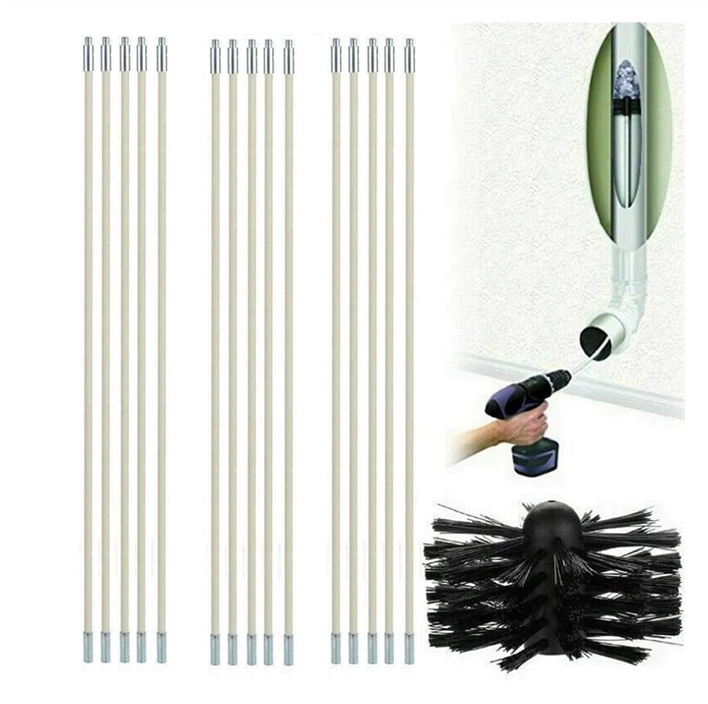Flexible 9/12/15/18 Rods Chimney Cleaning Kit with Rotary Brush - Fireplace & Inner Wall Sweep Accessories for Efficient Soot Removal - Perfect for Home Fireplace, Wood Stove, and Chimney Maintenance