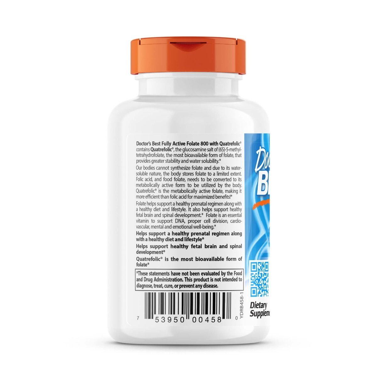 Doctor's Best Fully Active Folate 800 - 800mcg Methylfolate Supplement | 60 Vegan Capsules | Supports Heart Health & Pregnancy Nutrition | Prenatal & Postnatal Care