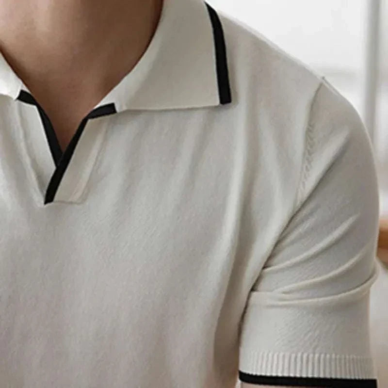 Men's Knitted Polo Collar T-Shirt - Soft Cotton Casual Shirt for Everyday Wear | Perfect for Work, Office, and Weekend Outfits