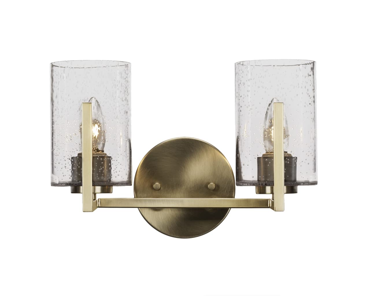 Atlas 2-Light Bathroom Vanity Light Fixture in Modern New Age Brass Finish (4512-NAB-300) - Perfect for Bathroom, Powder Room, and Spa Lighting Decor