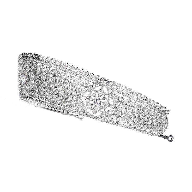 Vintage Luxury Cubic Zirconia Princess Tiara Crown - Elegant Wedding Bridal Hair Jewelry & Dress Accessories for Bride, Prom, Pageant, and Special Occasions