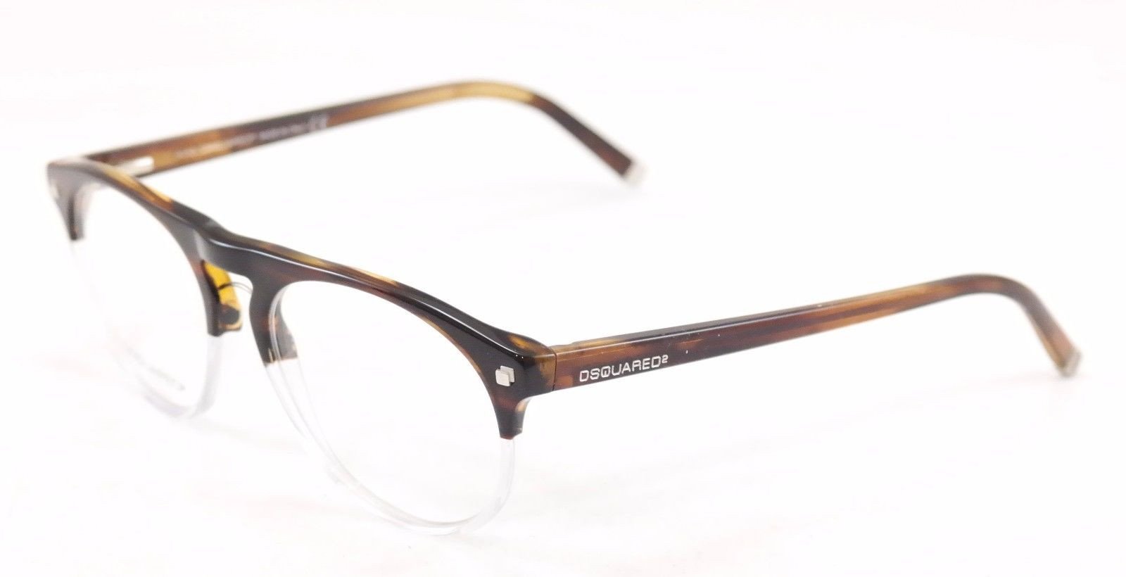 Dsquared2 DQ5074 056 Brown Havana White Plastic Eyeglasses Frame - Made in Italy - 51-16-145 Size - Perfect for Fashion & Reading Glasses