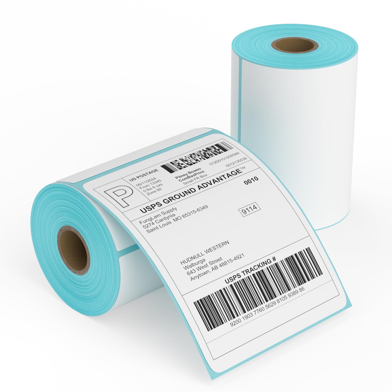 FungLam 2 Rolls 4x6 Direct Thermal Printer Labels - 500 Shipping Labels Compatible with Zebra & Rollo Label Printers | Perforated Postage Thermal Labels with Permanent Adhesive (250 Labels/Roll) - Ideal for E-commerce Shipping, Package Labeling & Logistics