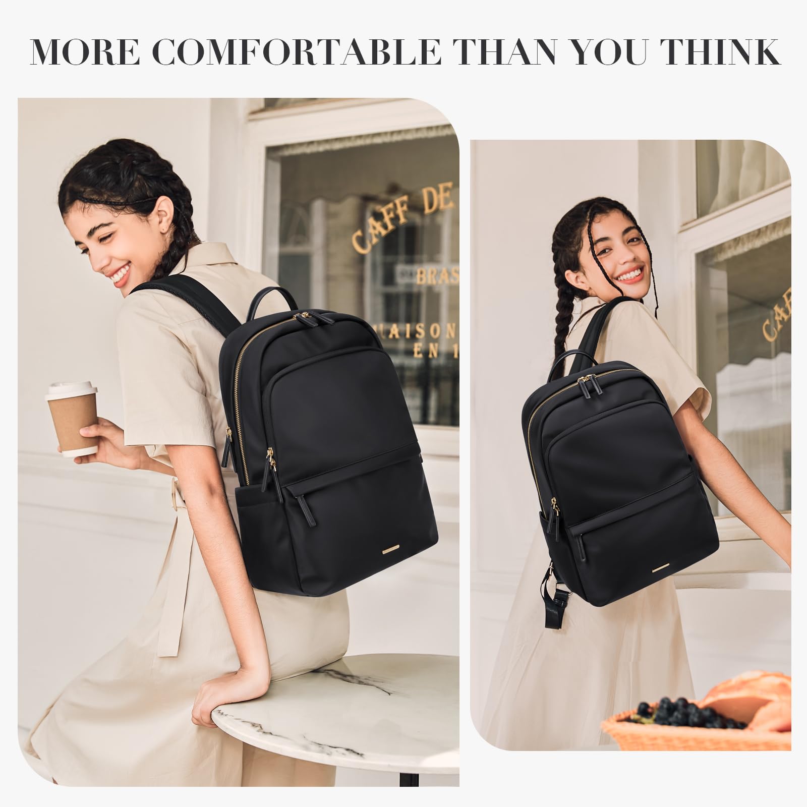 GOLF SUPAGS Women's Laptop Backpack for Work, Travel & College - Lightweight Casual Daypack with USB Charging Port Fits 14 Inch Notebook (Black) - Perfect for Commuting, Business Trips & Campus Life