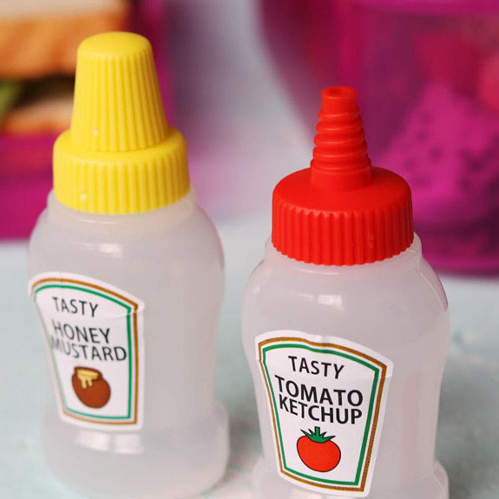 2PCS 25ML Mini Tomato Ketchup Bottles - Portable Condiment Squeeze Bottles for Salad, Burgers, Hot Dogs & Lunch Box - Leak-Proof Sauce Containers for Picnics, BBQs & Outdoor Dining
