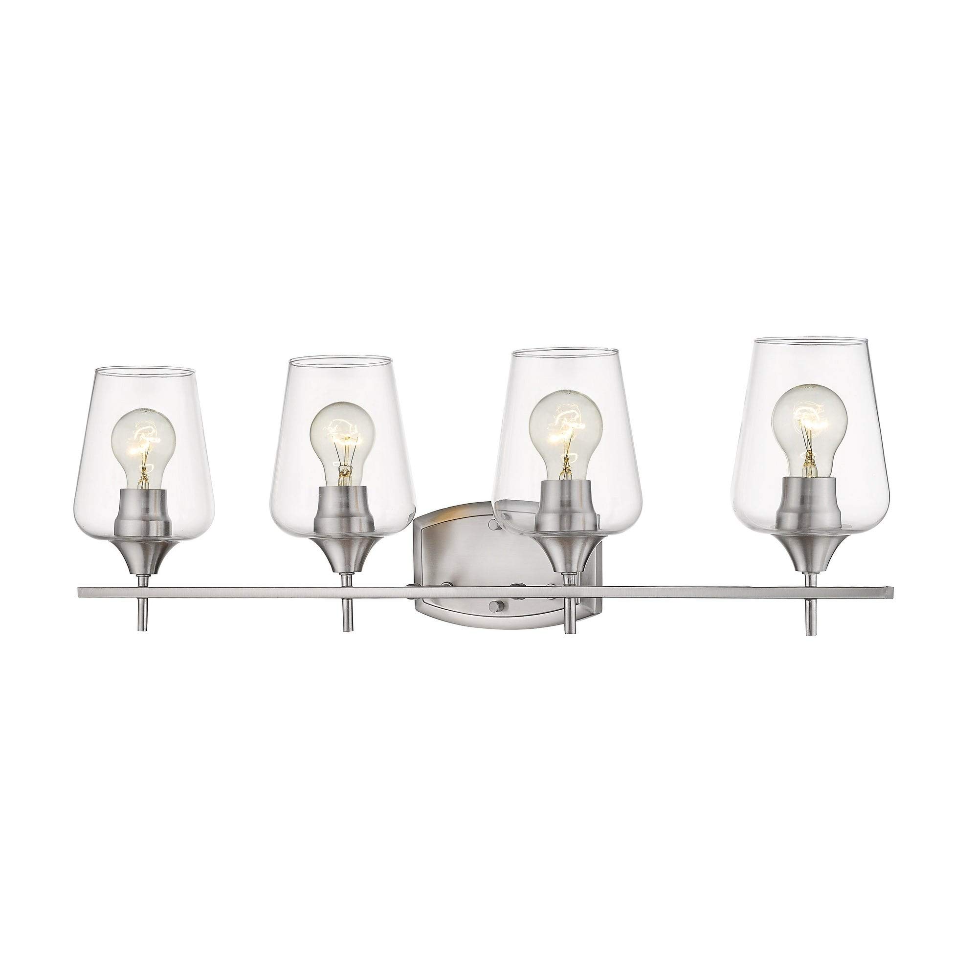 4-Light Brushed Nickel Grey Vanity Light Fixture - Modern Contemporary Steel Dimmable Bathroom Lighting for Bedroom, Bathroom & Dressing Room