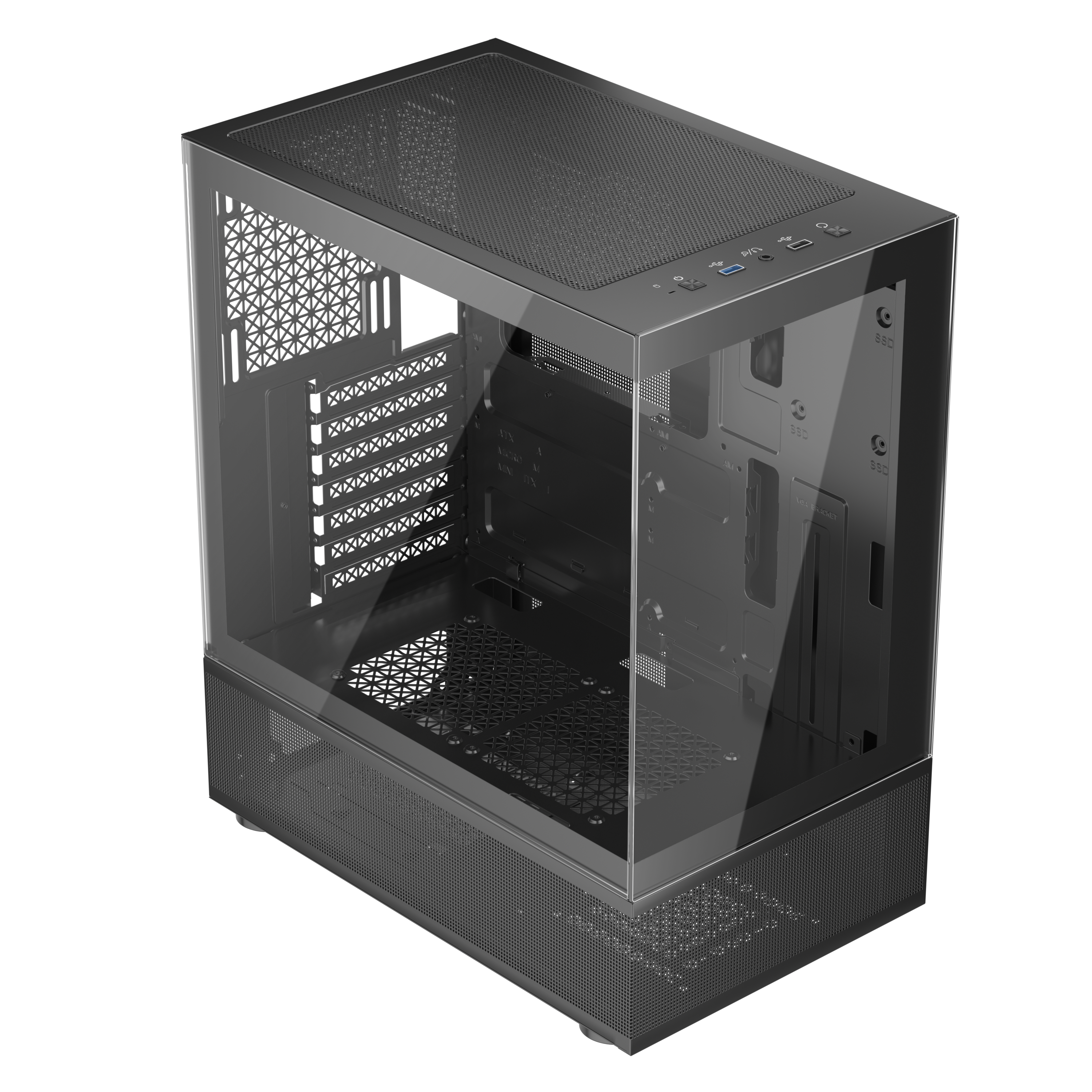 1st Player MI7 Black ATX/MATX/ITX PC Gaming Case - High Airflow, Tempered Glass, RGB Lighting for Ultimate Gaming & Workstation Setup