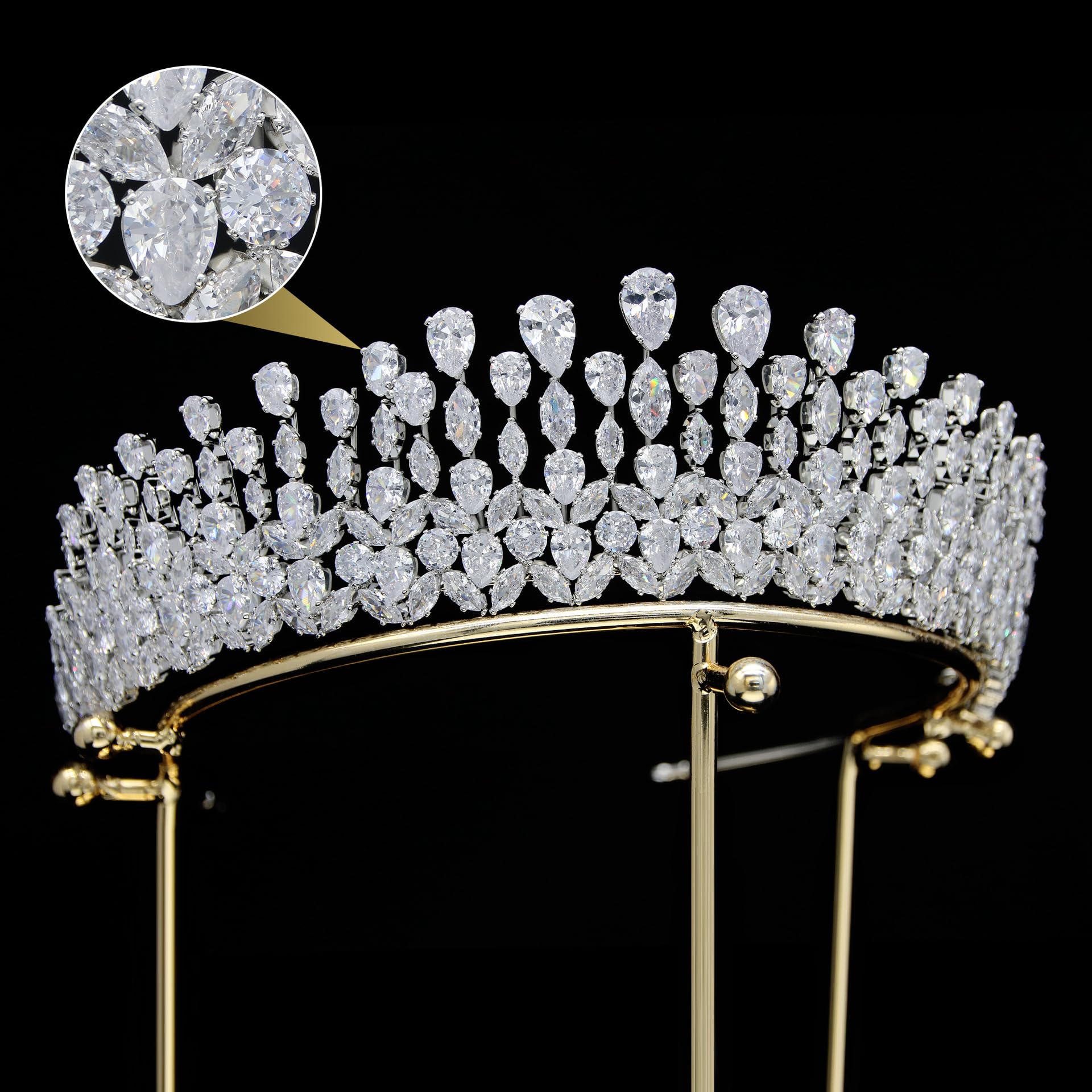 5.3cm Classic Zirconia Wedding Tiara for Women - Elegant Crystal Bridal Crown for Bride, Prom, Party & Special Events | Durable Metal Headpiece with Cubic Zirconia | Perfect for Weddings, Pageants & Formal Occasions