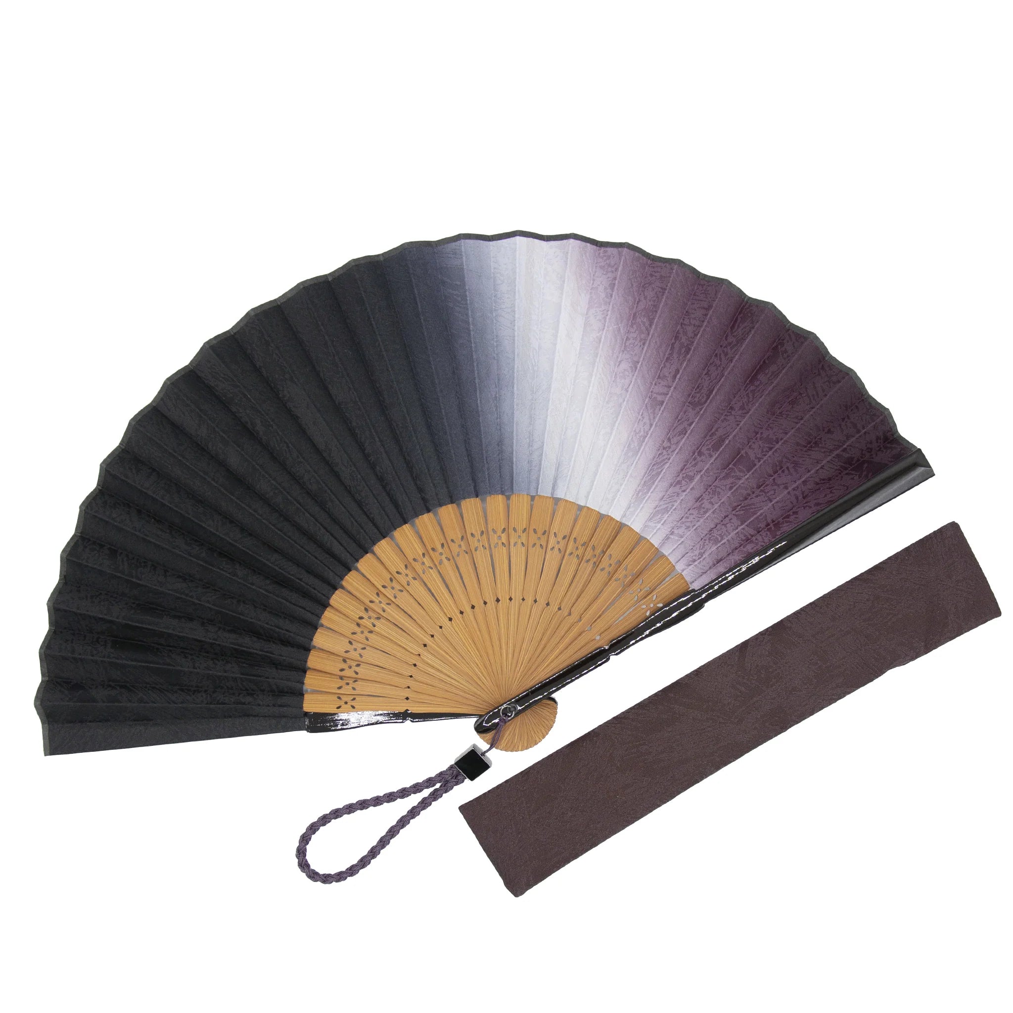 Premium Japanese Folding Fan for Men - Kyoto Handcrafted Kyo Sensu in Elegant Dark Purple | Perfect for Summer Cooling, Traditional Gifts & Cultural Events