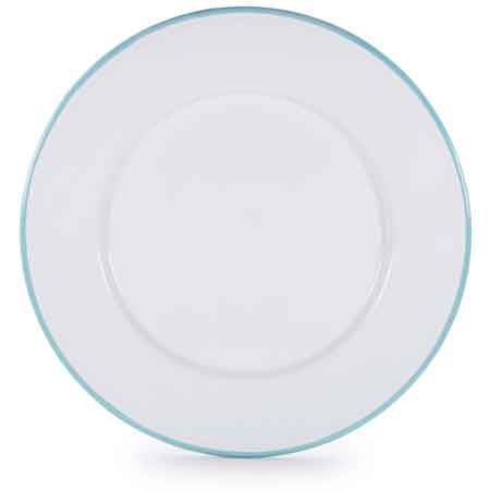 Glampware Sea Glass Rim Dinner Plates - Set of 4 Elegant Beach-Themed Ceramic Plates for Coastal Dining, Entertaining & Home Decor